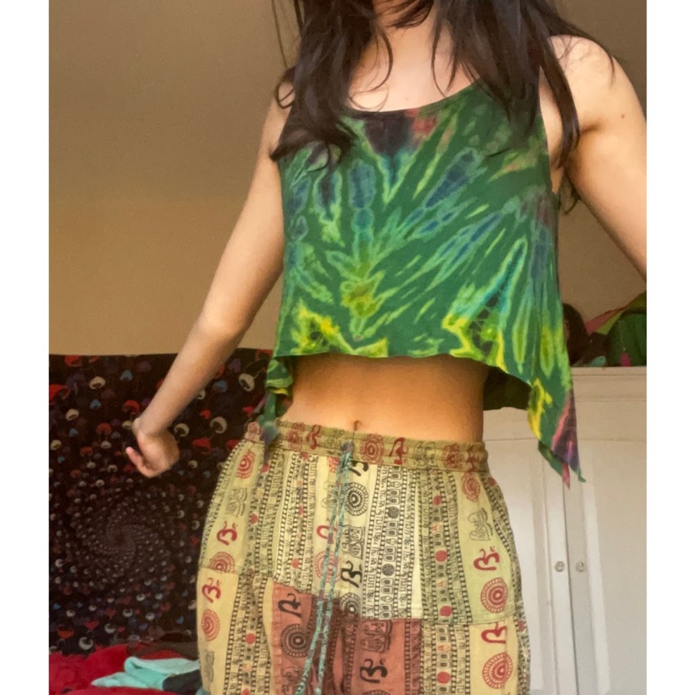 Green crop-top.